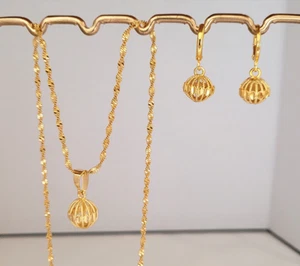 24k Dubai Gold Plated Moroccan African Jewelry NecklaceEarrings,Arab Indian Set - Picture 1 of 4
