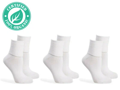 Jefferies Socks Womens Organic Cotton Seamless Turn Cuff Ankle Socks 3 Pair Pack - Image 1 of 4