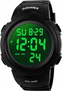 CIVO Mens Digital Sports Watches Military Big Numbers 50M A-5 Black - Picture 1 of 7