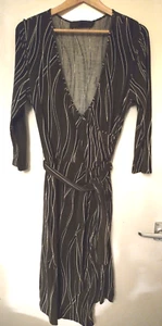 FENN WRIGHT MANSON UK L cotton mix wrap style long dress, flattering fit - Picture 1 of 11
