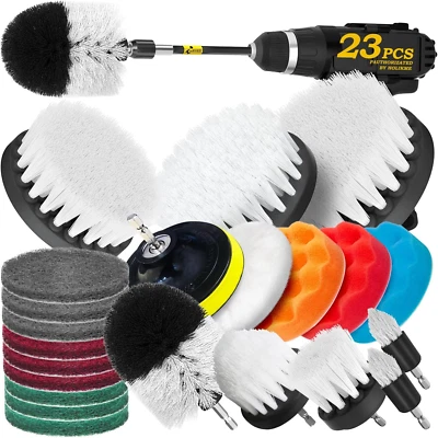 Paquete de 23 accesorios de cepillo de taladro, almohadillas y esponja blancas, fregadora eléctrica Br Foto 1 de 4