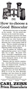 1924 Carl Zeiss Binoculars: How to Choose a Good Binocular Vintage Print Ad - Picture 1 of 1