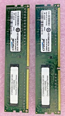 2x 2GB Crucial CT25664BA1339.C8F1MR PC3-10600 1333Mhz DDR3 - Image 1 of 4