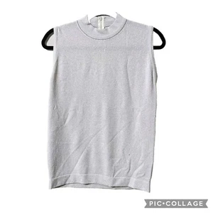 Vintage Designers Originals Silver Sleeveless Ribbed High Neck Top Womens Small - Picture 1 of 5