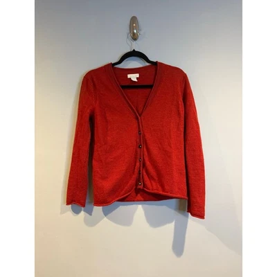 Cardigã Tweeds 100% lã merino botão frontal – Vermelho, tamanho médio - Imagem 1 de 4