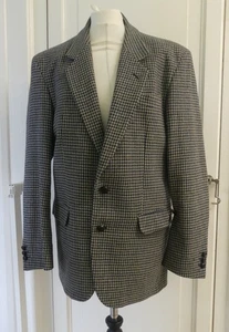 COES of Ipswich Grey Blue Mix Dogtooth Tweed Pure New Wool Blazer Jacket Size 40 - Picture 1 of 7