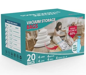 Confezione 20 Sacchetti Sottovuoto Sacchetto Sigillante per Abbigliamento Trapuntini Coperte Biancheria da Letto - Foto 1 di 8