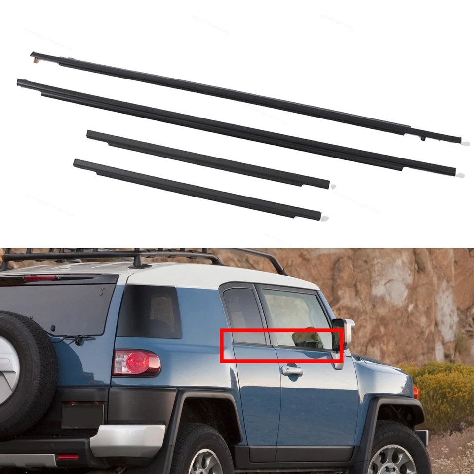 Door Belt Molding Weatherstrip Fits Toyota FJ Cruiser 2007-2014 Front & Rear Set Foto 1 de 4