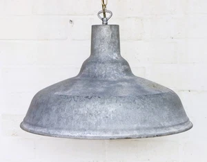 Ceiling Light Large Factory Lamp Galvanised Steel Pendant Vintage Retro C1 - Picture 1 of 13