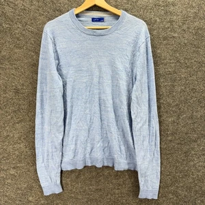 Apt. 9 Sweater Pullover Men M Medium Blue Knit Wool Long Sleeve Crew Neck Solid - Picture 1 of 7