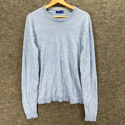 Apt. 9 Sweater Pullover Men M Medium Blue Knit Wool Long Sleeve Crew Neck Solid - Image 1 of 4