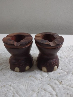 2 bandejas de madera para cenizas con patas de elefante hechas a mano de colección soporte para incienso o cepillo Foto 1 de 4