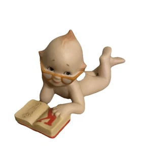 KEWPIE Baby Amor Biskuit Porzellan Figur Lesen Leser Buch Liebhaber - Bild 1 von 5