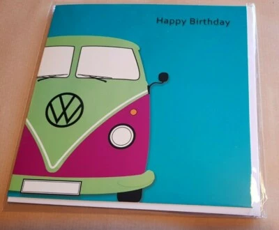 VW Camper Avant Garde Blank Greetings Card 16 x 16cm inc envelope freepost - Image 1 of 2