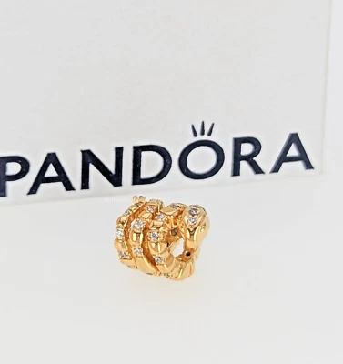 NUEVO 100% Auténtico Pandora Chapado en Oro 14K Pavé Serpiente Rizada Dije 763618C01 Foto 1 de 4