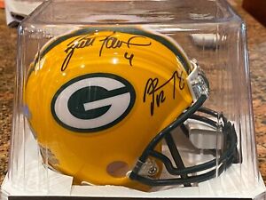 Aaron Rodgers / Brett Farve Autographed  Packers Mini Football Helmet / Steiner