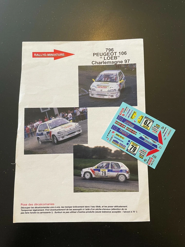 DECALS 1/43 PEUGEOT 106 SEBASTIEN LOEB RALLYE CHARLEMAGNE 1997 RALLY - Изображение 1 из 1