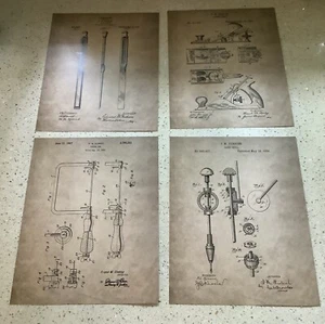 Set Of 4 Vintage Look 8”x10” Woodworking Tool Patent Prints, Unframed - Picture 1 of 12