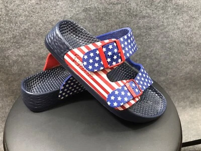 Birkenstock 亚利桑那州 4 码凉鞋星条条纹美国 7 月 4 日拖鞋 — 第 1/4 张图片