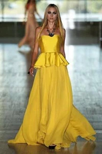 BNWT LISA HO Yellow Silk Taffeta Strapless Gown - Size 10 - $1999 - (Defects) - Picture 1 of 19