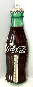 Vintage Coca-Cola Tin Litho Sign Thermometer 1950’s Working 17” Robertson USA - Picture 1 of 8
