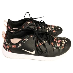 Nike Flex Contact 3 VF Shoes Children’s Girls Size 5.5 Black White Pink Floral - Picture 1 of 7