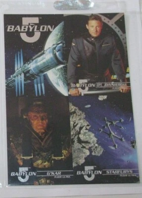 1995 Fleer Babylon 5  Case Card Promo 4 card Promo Card uncut sheet  - Image 1 of 2