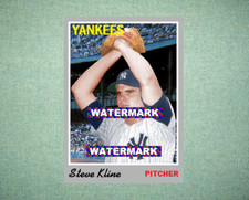 Steve Kline New York Yankees 1970 Style Custom Baseball Art Card