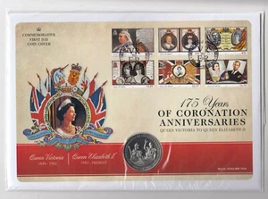 ISLA DE MAN Mercurio PNC - 175 años de coronación aniversarios + 1 moneda corona - Imagen 1 de 2