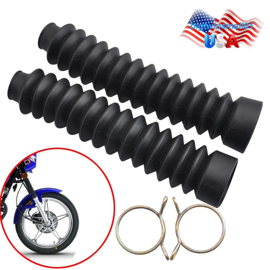 Universal Motorcycle Front Fork Cover Protector Gaiters Gators Boot Shock Rubber - Image 1 of 4
