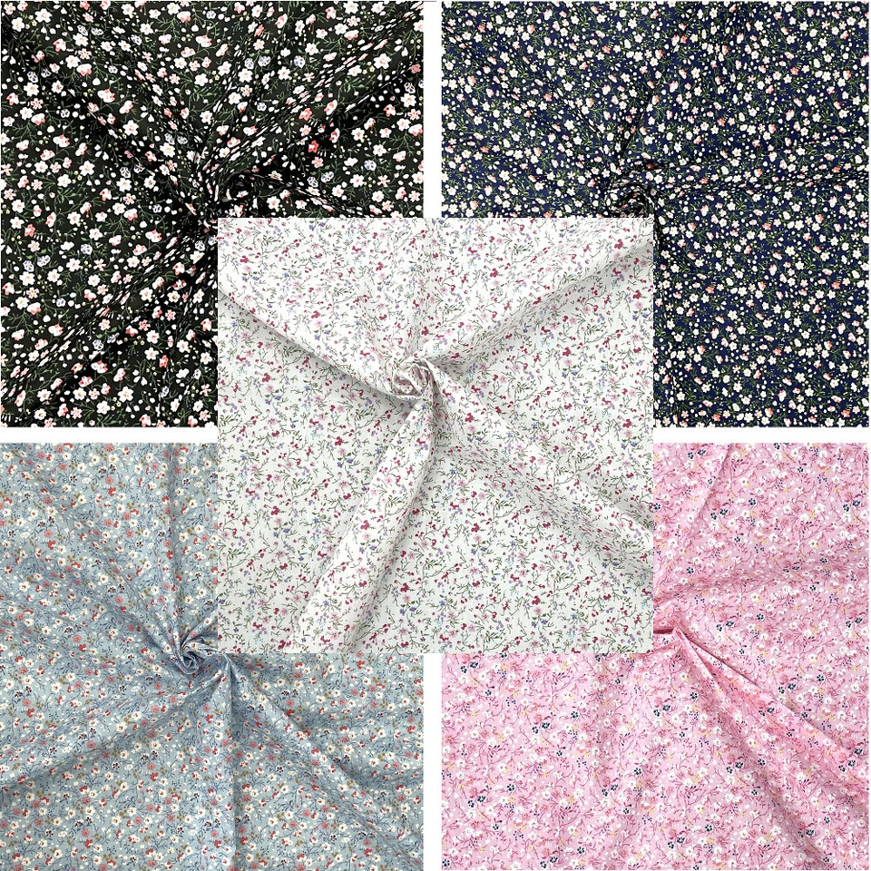 Polycotton Fabric Floral Ditsy Flowers Leaves Garden Bemrose Road - image 1 of 1