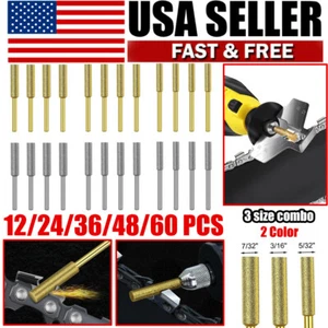 12-60Pcs 5/32" 3/16" 7/32" Diamond Chainsaw Sharpener Burr Grinding Stone File - Picture 1 of 17