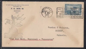 Canadá FFC - 1 de marzo de 1939 Montreal, control de calidad a Vancouver, BC - Imagen 1 de 1