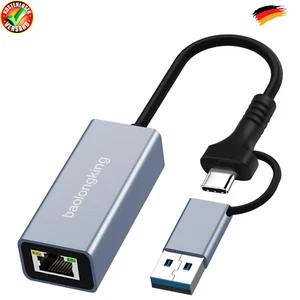 USB 3.0 zu Ethernet Adapter mit USB C zu RJ45 Gigabit LAN 1000Mbps Kabelgebunden - Bild 1 von 10
