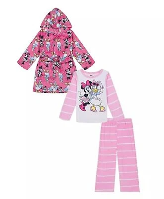 Juego de albornoz y pijama de lana con capucha para niña Disney Minnie and Daisy, talla 4 Foto 1 de 4
