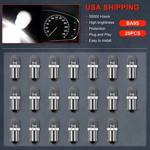 20Pcs BA9s 1895 H6W 53 57 Bayonet LED Light Bulbs for Instrument Dash Bulb White - Picture 1 of 7