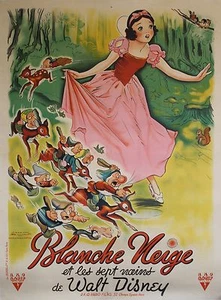 "BLANCHE NEIGE ET LES 7 NAINS (SNOW WHITE & THE 7 DWARFS)" Affiche orig. entoil - Picture 1 of 1