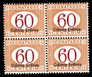 Italy 1920 Colony ERITREA  60¢ Postage Due (OP at Bottom) Scott J7a Blk MNH T565 - Picture 1 of 6