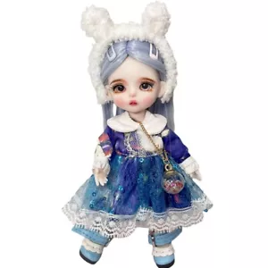 Juego Completo De Muñecas Bjd 16cm 1/8 Muñeca SD Bola Lindo Vestido Azul Cabello - Imagen 1 de 12