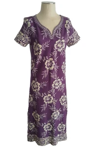 Patio Casuals by Cabernet Lounge Midi Dress Womens Size S Purple Floral Cotton - Picture 1 of 14