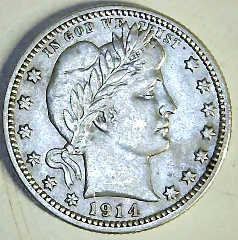 1914 D Barber Quarter - Better Coin Tough Date      (VB34) Cover