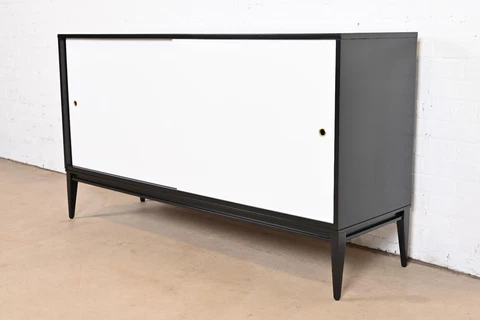 Paul McCobb Planner Group Black and White Lacquered Sideboard Credenza Cover