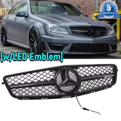Front Upper Grille Grill W/LED Emblem For Mercedes Benz W204 C250 C300 2008-2014 - Image 1 of 4