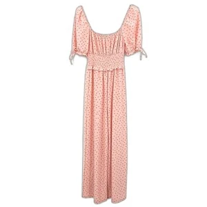 Miss Selfridge Shirred Puff Sleeve Jumpsuit Women Size 6 Spot Swiss Dots Peasant - Picture 1 of 10