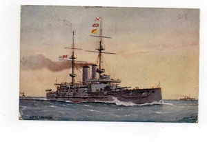 HMS London Battleship Color Postcard Mailed 1915 - Picture 1 of 2