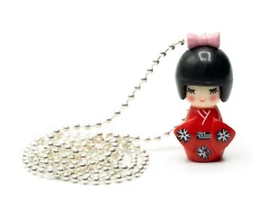 Geisha Necklace 80cm Miniblings Doll Baby Doll Wood Asian Doll Red Kokesh - Picture 1 of 4