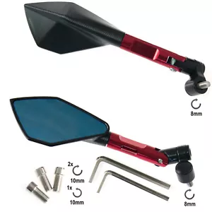 Coppia Specchietti Retrovisori Specchi Corpo in Metallo Moto Scooter Rosso - Foto 1 di 2