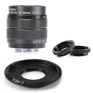 35mm F/1.7 C mount 2/3" CCTV lens for Camera NEX-5 3 5N C3 7 A6000 a6300 a5000 - Picture 1 of 7