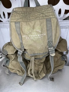 Vintage GH Bass Distressed Green Canvas Rucksack Outdoor Wanderrucksack - Bild 1 von 10