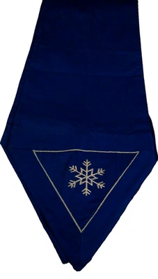 Winter Decor Blue w/Silver Embroidered Snowflake Table Runner Winter Design  262 - Image 1 of 3